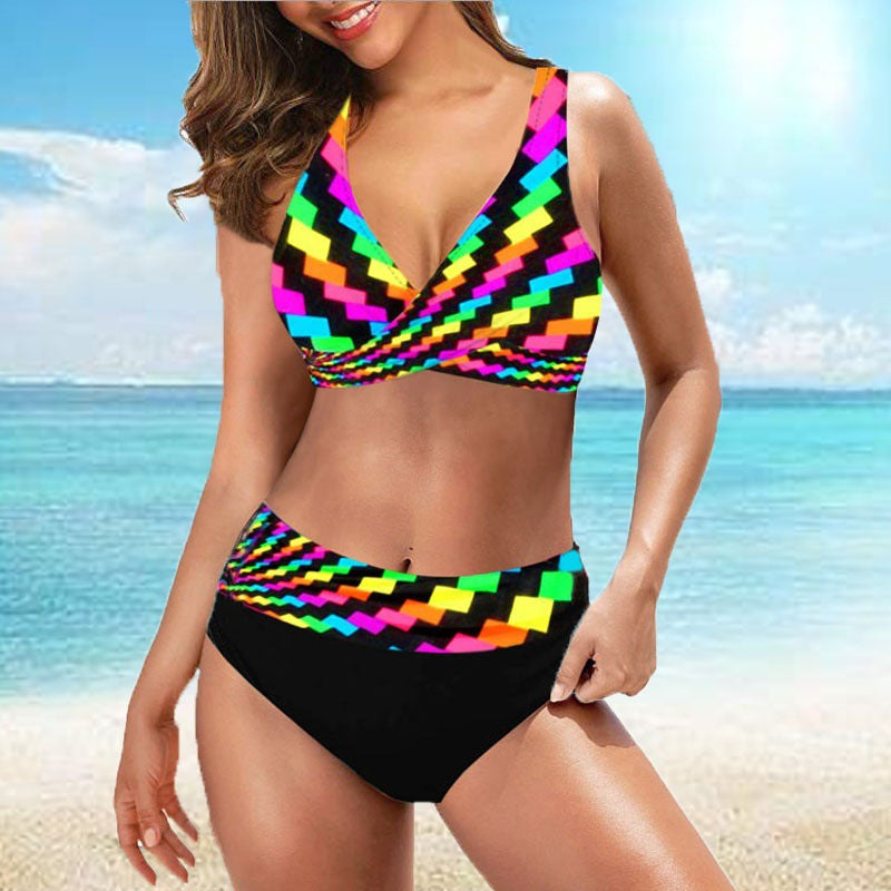 Women's Two Piece Swimsuit Slim Geometric Suit Colorful1