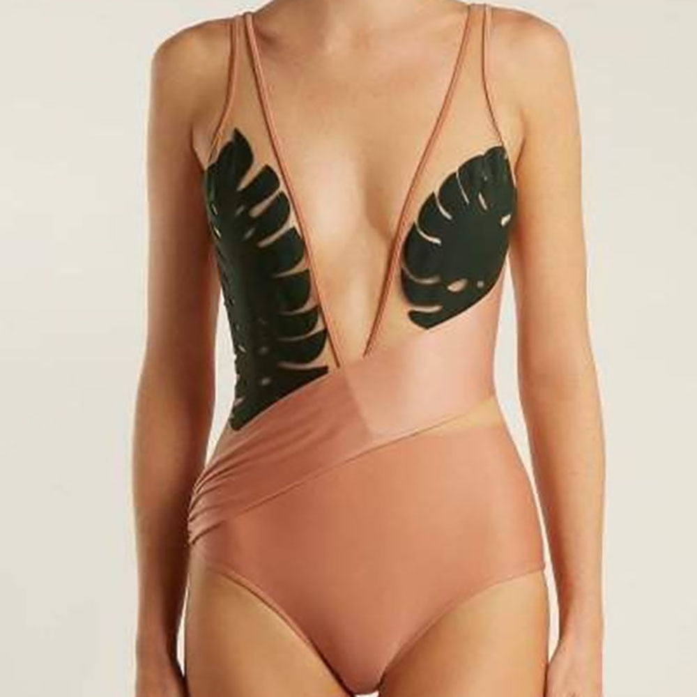 Летний купальный костюм, модный сексуальный цельный купальник с глубоким V-образным вырезом, монокини, сексуальный купальник для девочек, бразильский комплект бикини