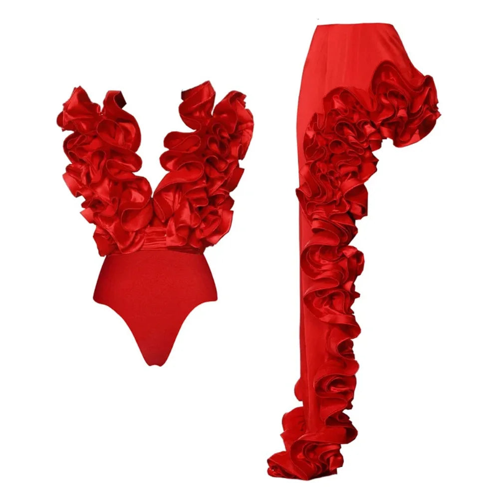 luxury One piece Women's swimsuit Summer vacation outfits Swimwear Beachwear bathing suit bikini sets two piece swimsuit and skirt 6