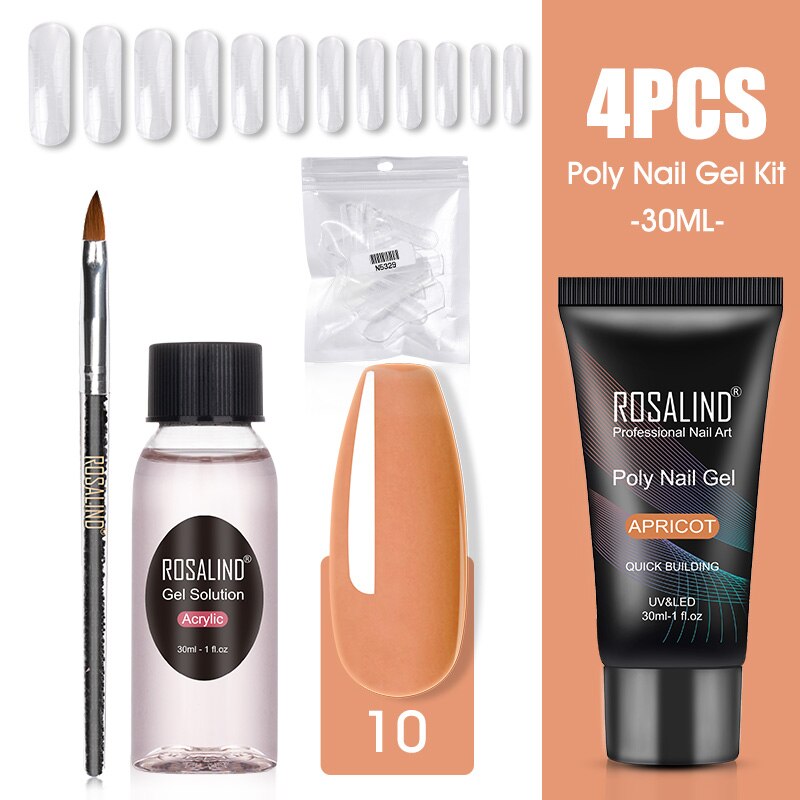 ROSALIND Poly Nail Gel Kit Nail Set For Manicure With UV LED Lamp Need Base Top Coat Hybrid Varnishes Cured Gel Lacquer Nail Art RE-2GELS2TOOLS-42