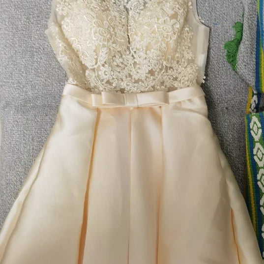 ROBE DE SOIREE SHORT COCKTAIL DRESSES PARTY PLUS SIZE WOMEN LACE GOWN BACKLESS A LINE VESTIDOS ELEGANT Beige