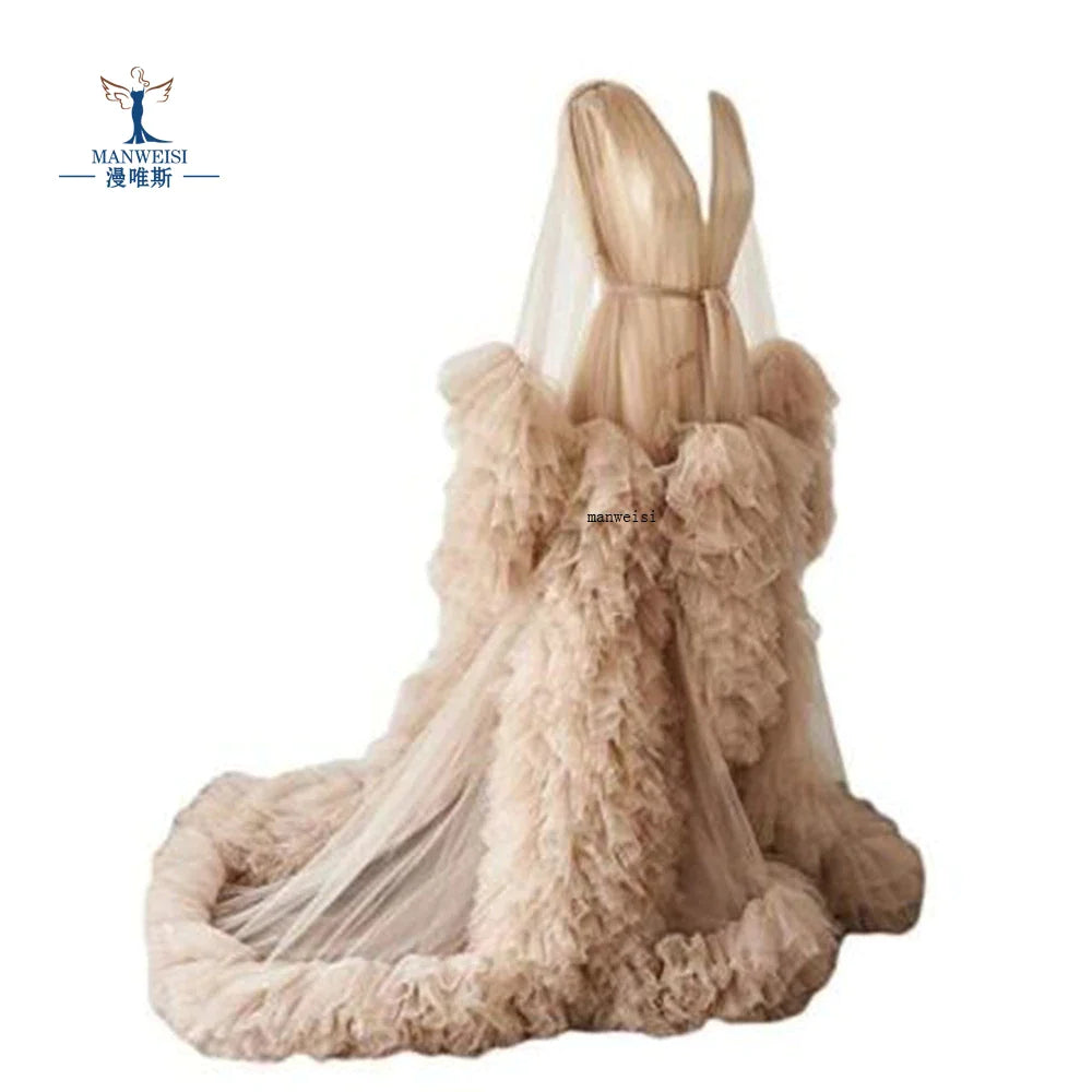 Maternity Robes Wedding Shawl Pregnant Women Sexy Tulle Bathrobe Dresses Photo Shoot Party Fluffy Baby Shower Gowns