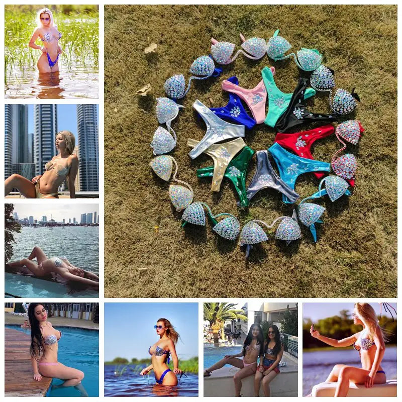 Diamond bikini crystal bikini swimwear plus sizes bikini rhinestone bikini swimsuit sexy beachwear biquini