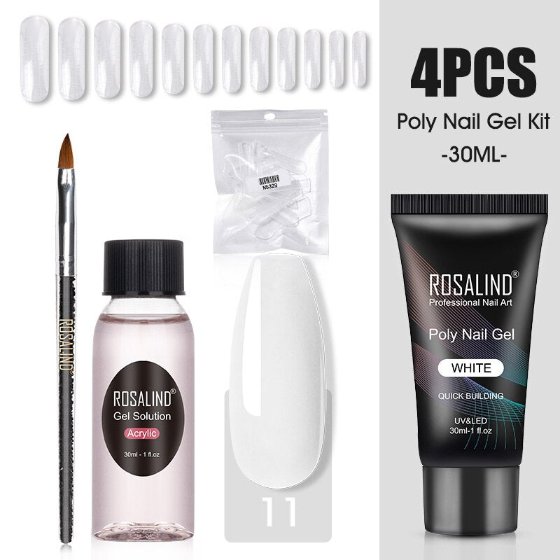 ROSALIND Poly Nail Gel Kit Nail Set For Manicure With UV LED Lamp Need Base Top Coat Hybrid Varnishes Cured Gel Lacquer Nail Art RE-2GELS2TOOLS-43
