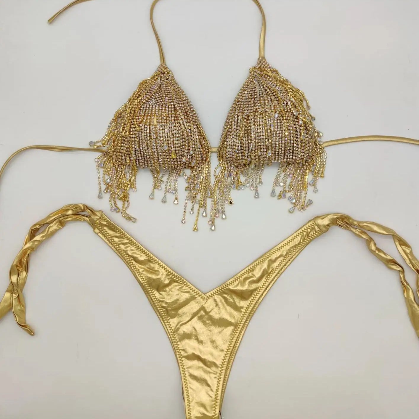 Crystal bikini diamond swimwear biquini diamond bikini beachwear popular swim suit rhinestone swimsuits bikini Golden