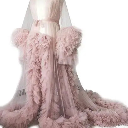Maternity Robes Wedding Shawl Pregnant Women Sexy Tulle Bathrobe Dresses Photo Shoot Party Fluffy Baby Shower Gowns 11