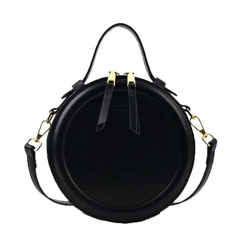 Round Leather Crossbody Bags For Women Luxury Handbags Women Bags Designer Shoulder Bag Female Retro Clutch Purses