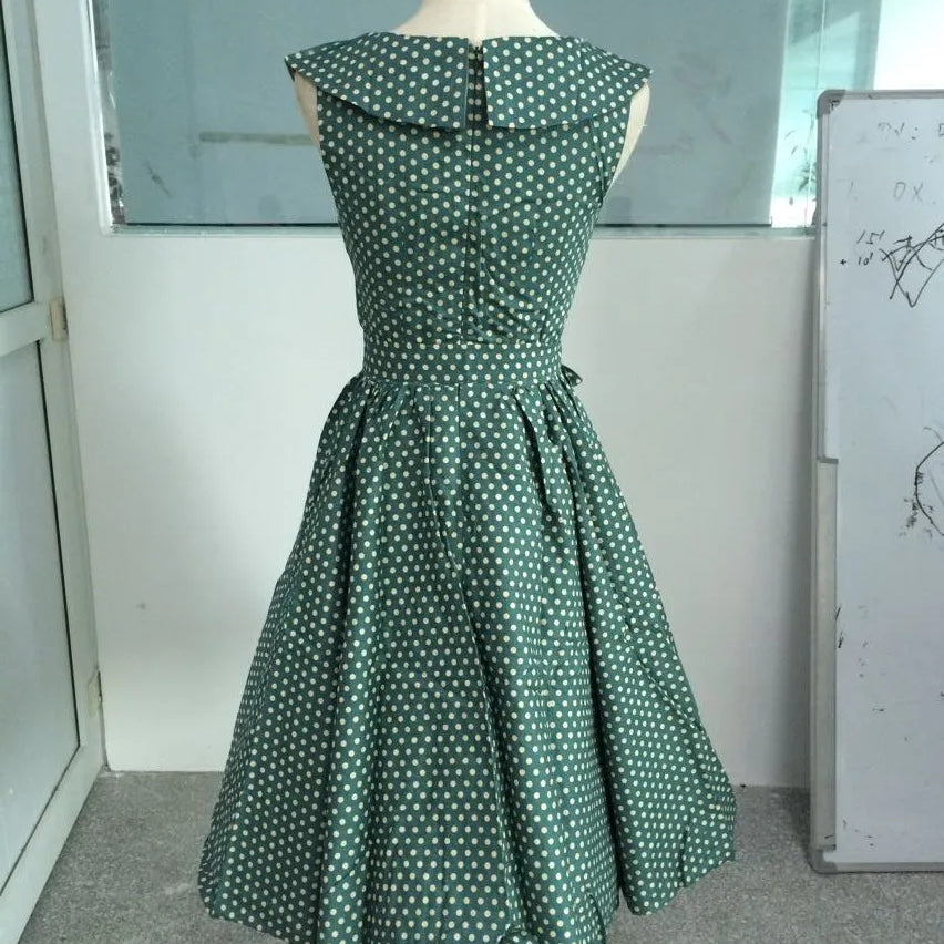 Summer Plus Size Pin Up Polka Dot Halterneck Swing Jive Rockabilly Dress Size S-4XL