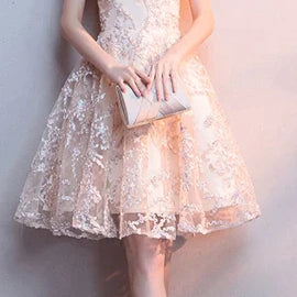 A-LINE SHORT STUDENT YOUNG ROBES SOIREES TULLE SEXY PARTY PRETTY GRADUATION DRESSES Picture champagne