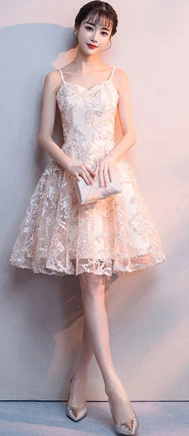 A-LINE SHORT STUDENT YOUNG ROBES SOIREES TULLE SEXY PARTY PRETTY GRADUATION DRESSES Picture champagne