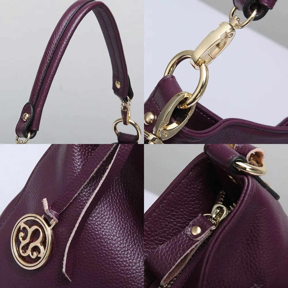 Purple Women Shoulder Bag Leather Hobos Fashion Lady Messenger Crossbody Purse Elegant Female Handbag