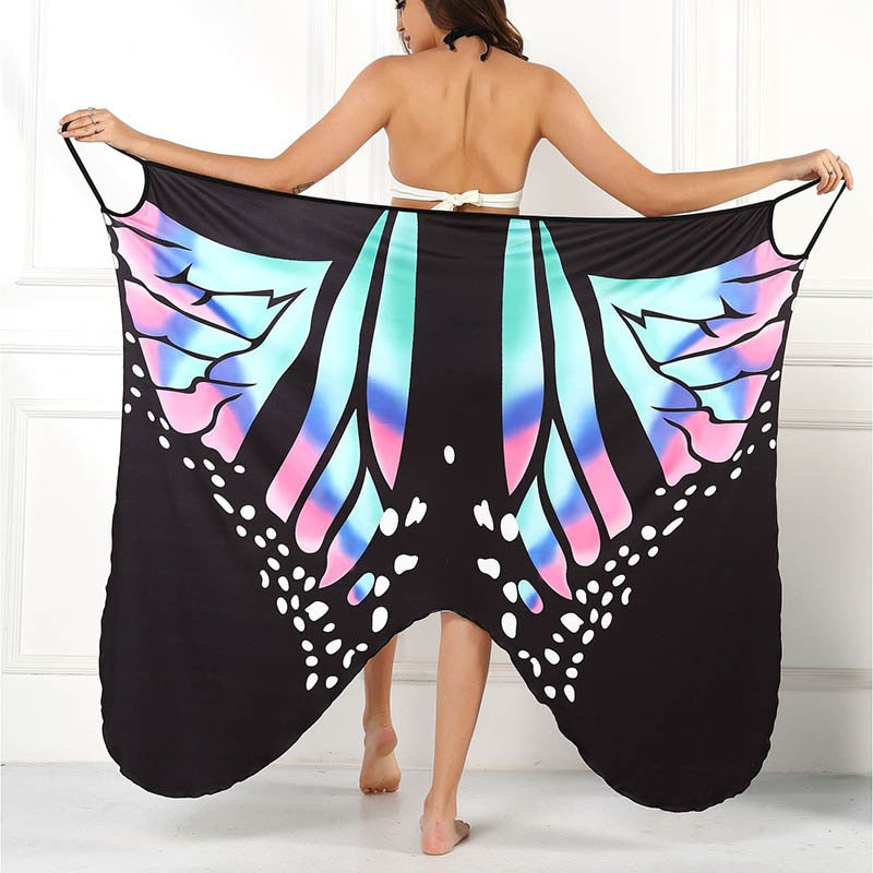 Sexy Papillon Imprimé Couvrir Maillots De Bain Robe D'été Tunique Bikini Bain Sarong Jupe Maillot De Bain Élégant Dame Vêtements De Plage