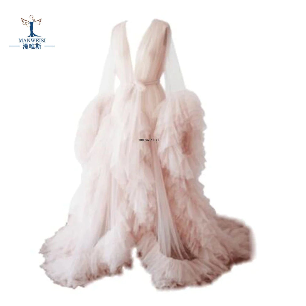 Maternity Robes Wedding Shawl Pregnant Women Sexy Tulle Bathrobe Dresses Photo Shoot Party Fluffy Baby Shower Gowns