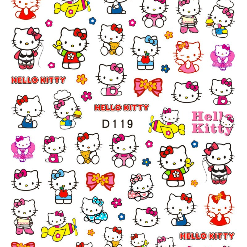 Sanrio 3D Stickers For Nails Nail Art Supplies Cartoon Hello Kitty Cinnamoroll Nail Stickers Nail Decoration Anime Nail Decals D119