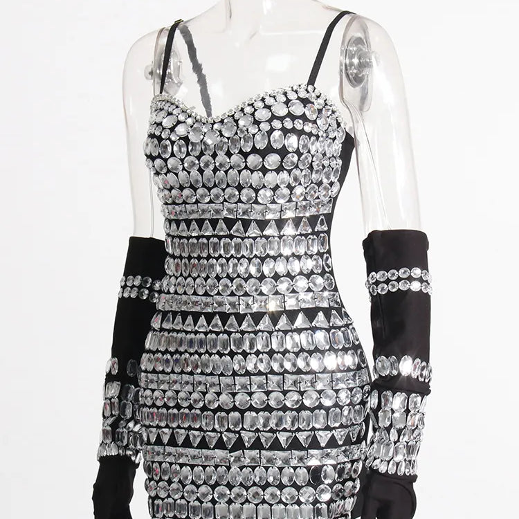 Patchwork Embroidered Flares Dresses For Women Square Collar Sleeveless High Waist Slim Sexy Summer Dress Female