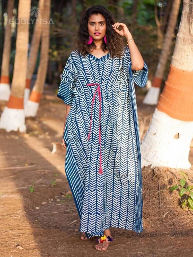 Plus Size Kaftan Beach Tunic Women Summer Beachwear Swimsuit Cover Up 1133