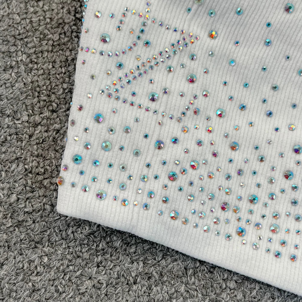 Women's Sexy Diamond Insert Camis Korean Fashion V Neck Letter Tank Tops Sleeveless Backless Off Shoulder With Chest Pad Corset