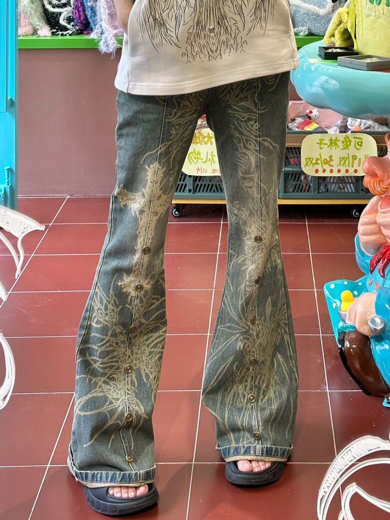 Y2K Vintage Women Korean Casual Streetwear Oversize Cargo Aesthetic Straight Trousers Wide Leg Jeans Grunge Denim Pants Clothes