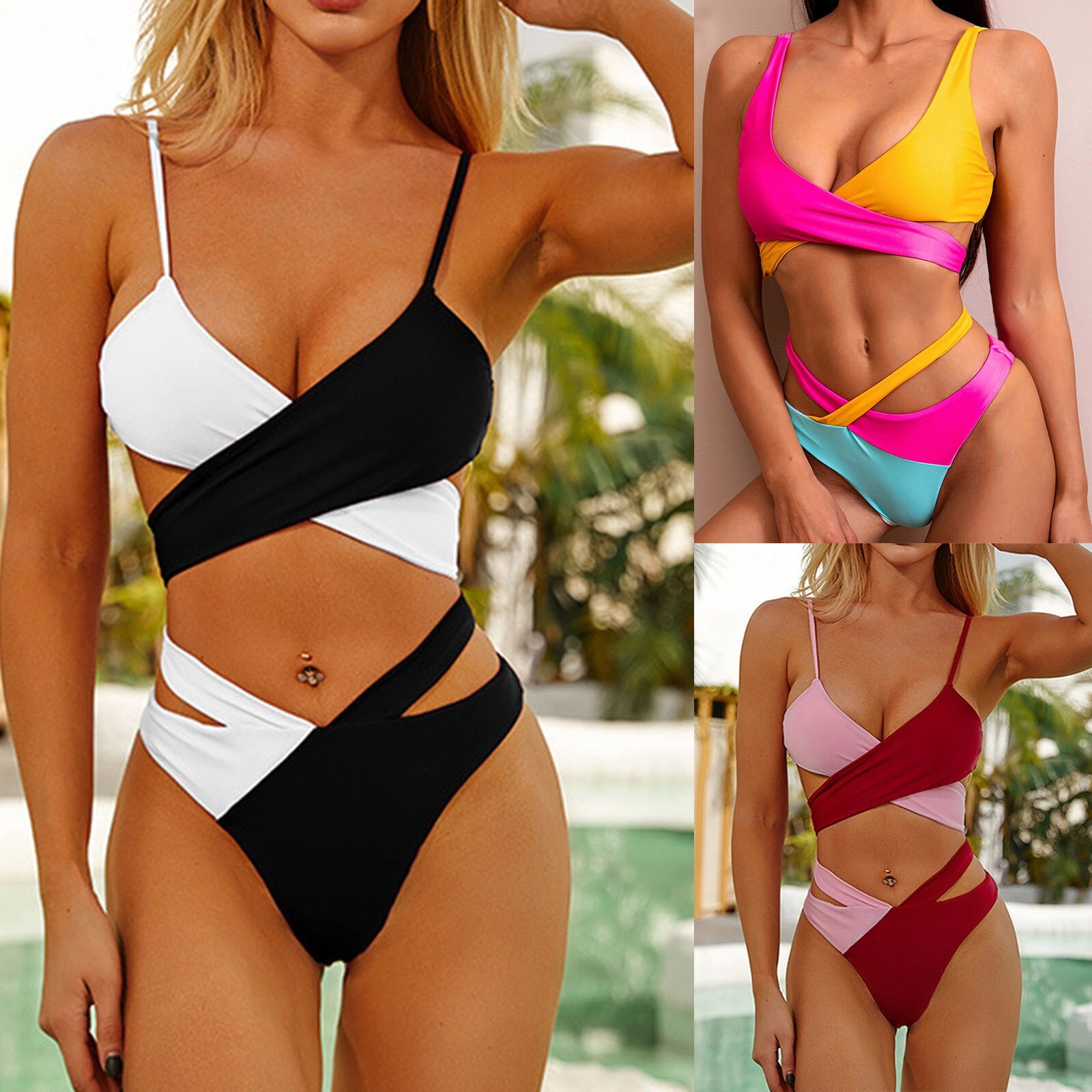 Bademode Set Bikini Badeanzug Anzug gepolstert Baden