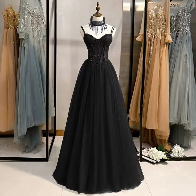 Prom Party Dresses Sexy See-Through Bodice Floor Length Evening Dress Formal Occasion Gown