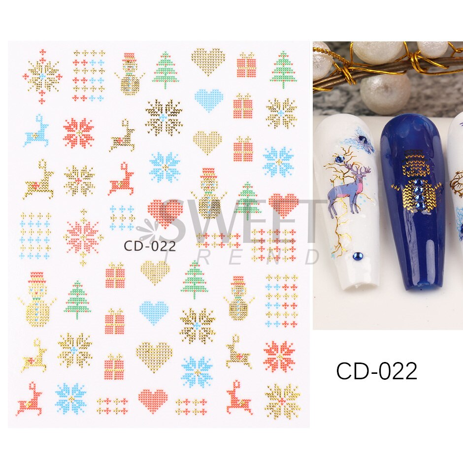 Snow Bird Winter Autumn Nail Art Stickers Maple Leaf Cotton Flower Fall Design Line Adhesive Sliders Manicure Decoration JINO-48 CD-022