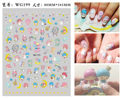 Sanrio – autocollants 3D pour ongles, fournitures d'art des ongles, dessin animé Hello Kitty cannelle, décoration des ongles, décalcomanies Anime 