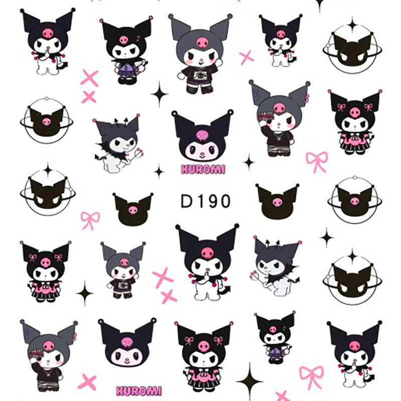 Sanrio 3D Stickers For Nails Nail Art Supplies Cartoon Hello Kitty Cinnamoroll Nail Stickers Nail Decoration Anime Nail Decals D190