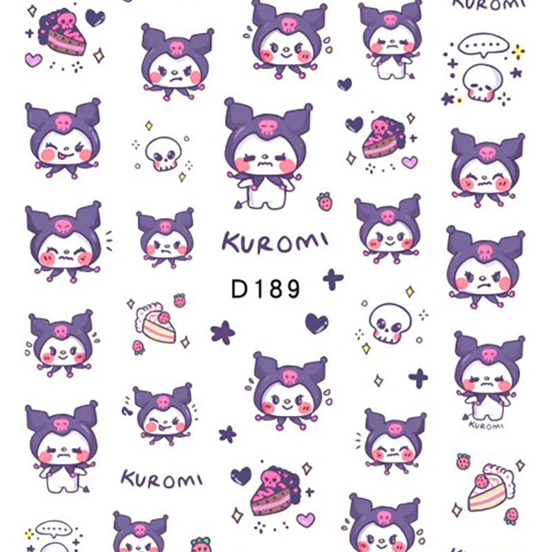 Sanrio 3D Stickers For Nails Nail Art Supplies Cartoon Hello Kitty Cinnamoroll Nail Stickers Nail Decoration Anime Nail Decals D189