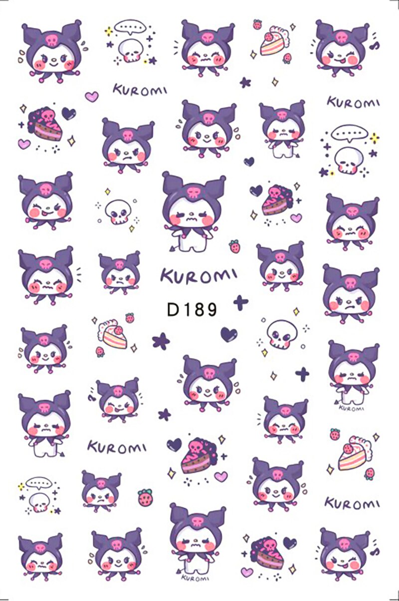 Sanrio 3D Stickers For Nails Nail Art Supplies Cartoon Hello Kitty Cinnamoroll Nail Stickers Nail Decoration Anime Nail Decals D189