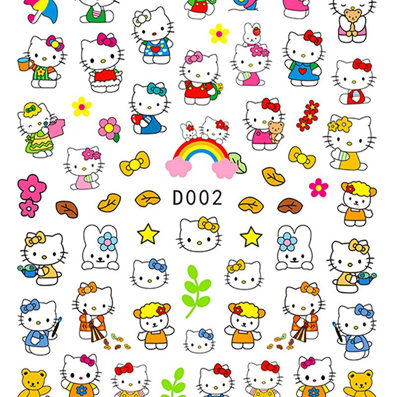 Sanrio 3D Stickers For Nails Nail Art Supplies Cartoon Hello Kitty Cinnamoroll Nail Stickers Nail Decoration Anime Nail Decals D002