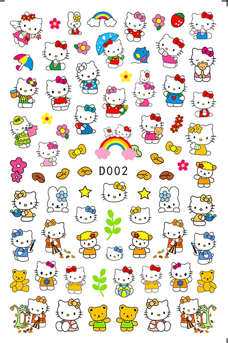Sanrio 3D Stickers For Nails Nail Art Supplies Cartoon Hello Kitty Cinnamoroll Nail Stickers Nail Decoration Anime Nail Decals D002