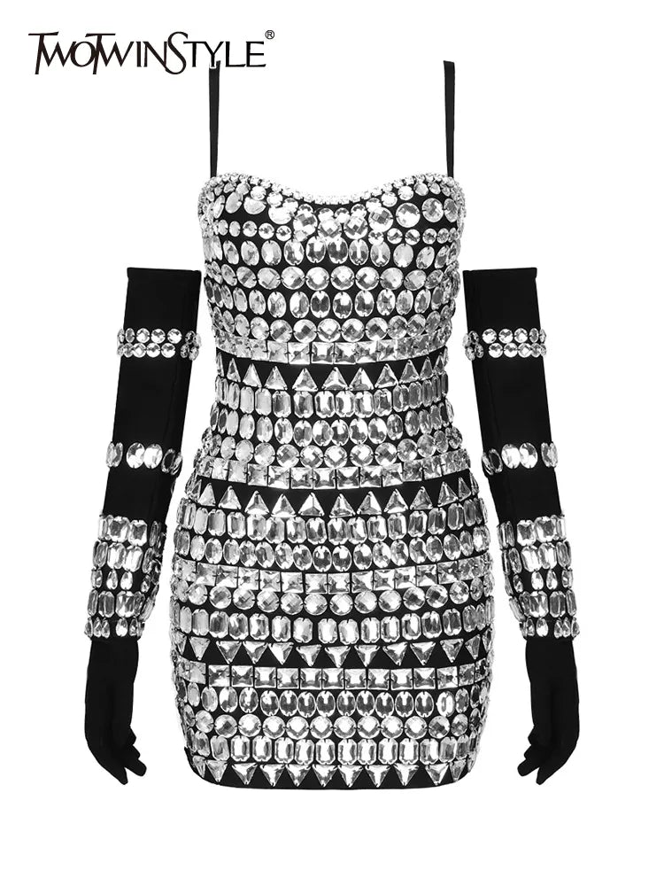 Patchwork Embroidered Flares Dresses For Women Square Collar Sleeveless High Waist Slim Sexy Summer Dress Female