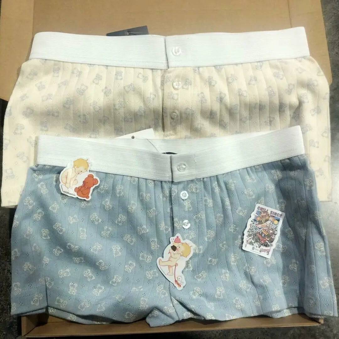 Casual Women Soft Cotton Front Buttons Shorts Summer Vintage Low Waist Female Chic Bottoms One Size