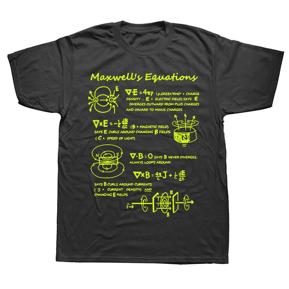 Funny Electromagnetic Physics Maxwell Equation Formula T Shirts Graphic Casual Cotton Summer Men Large Size Tshirt BTG-C001096EUXH