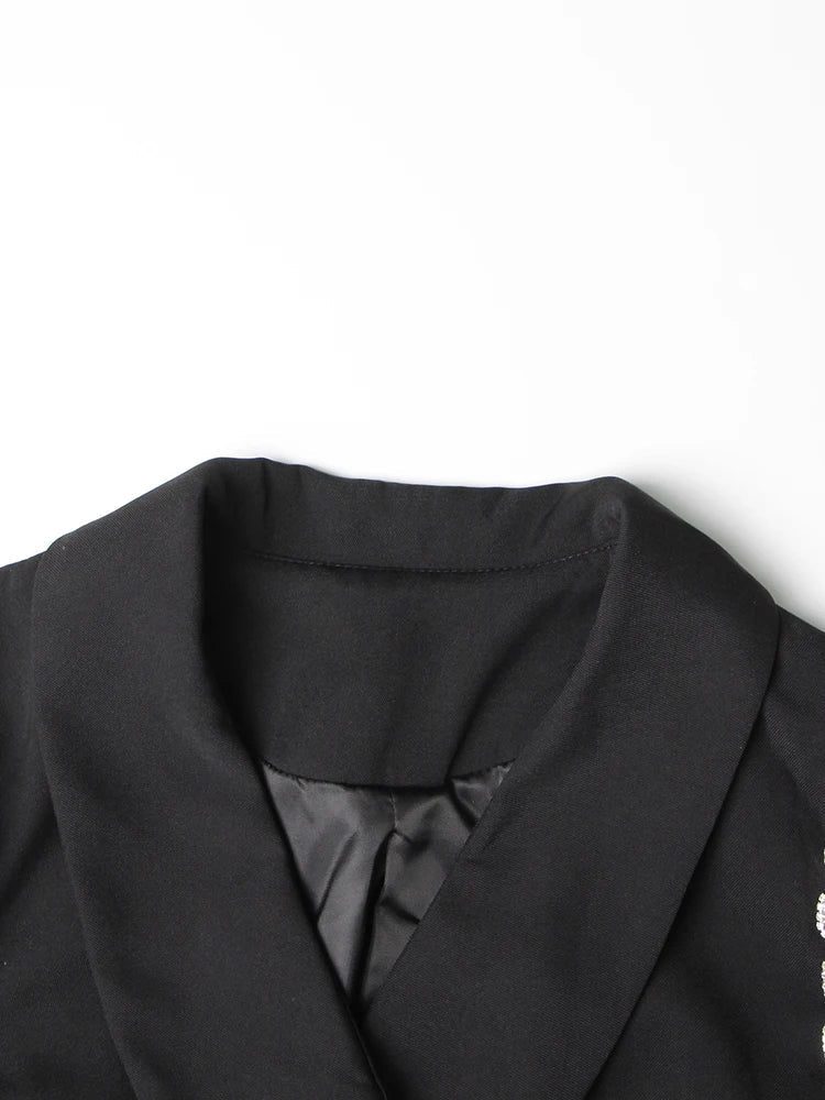 Slimming Solid Blazers For Women Lapel Long Sleeve Patchwork Diamond Temperament Blazer Female Fashion Clothing New