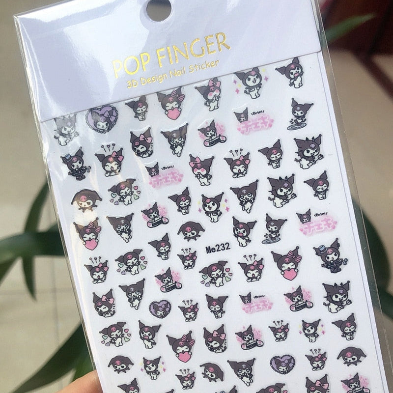 Sanrio 3D Stickers For Nails Nail Art Supplies Cartoon Hello Kitty Cinnamoroll Nail Stickers Nail Decoration Anime Nail Decals Me232