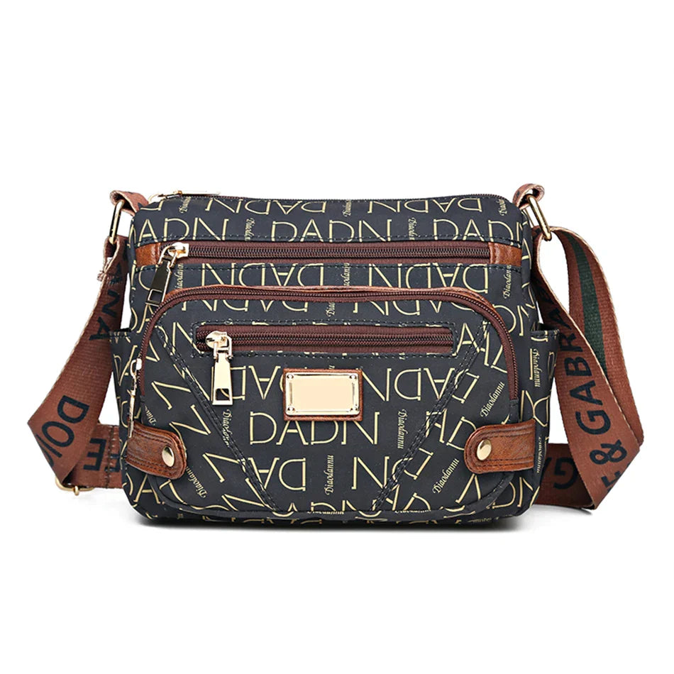 Vintage Women's Messenger Bag Ladies Crossbody Shoulder Shopper Sac A Main Many Pockets Female Handbags and Purses Brown Letter