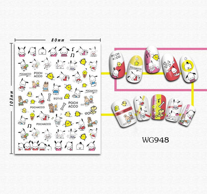 Sanrio – autocollants 3D pour ongles, fournitures d'art des ongles, dessin animé Hello Kitty cannelle, décoration des ongles, décalcomanies Anime 