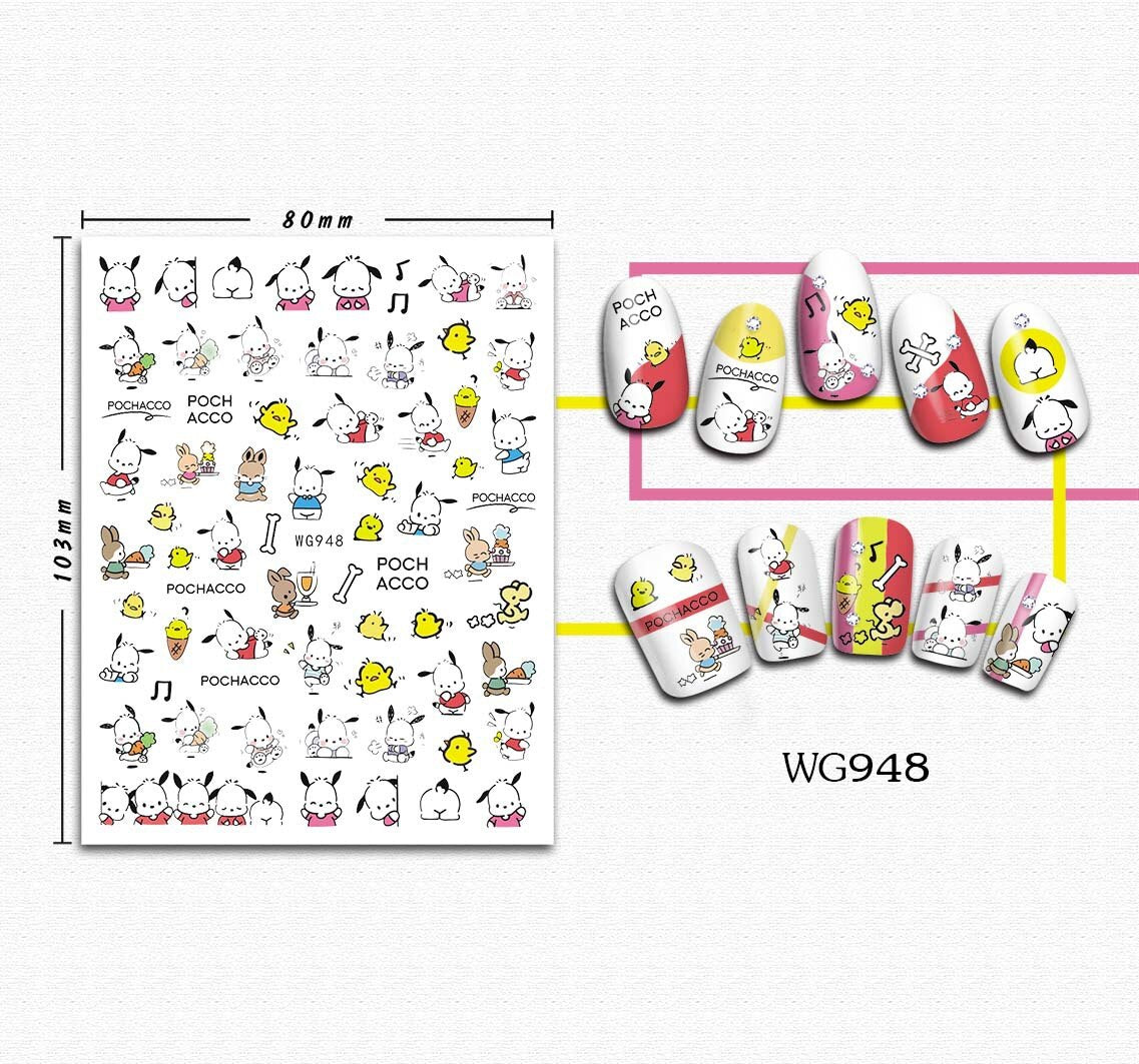 Sanrio 3D Stickers For Nails Nail Art Supplies Cartoon Hello Kitty Cinnamoroll Nail Stickers Nail Decoration Anime Nail Decals WG948 1