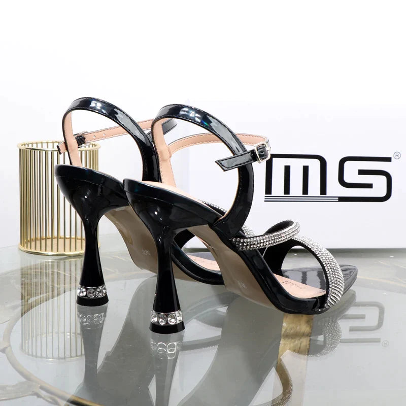 Luxury elegant green shoes summer new high heels fashion Joker fashion fairy sandals Rhinestone buckle with women's shoes