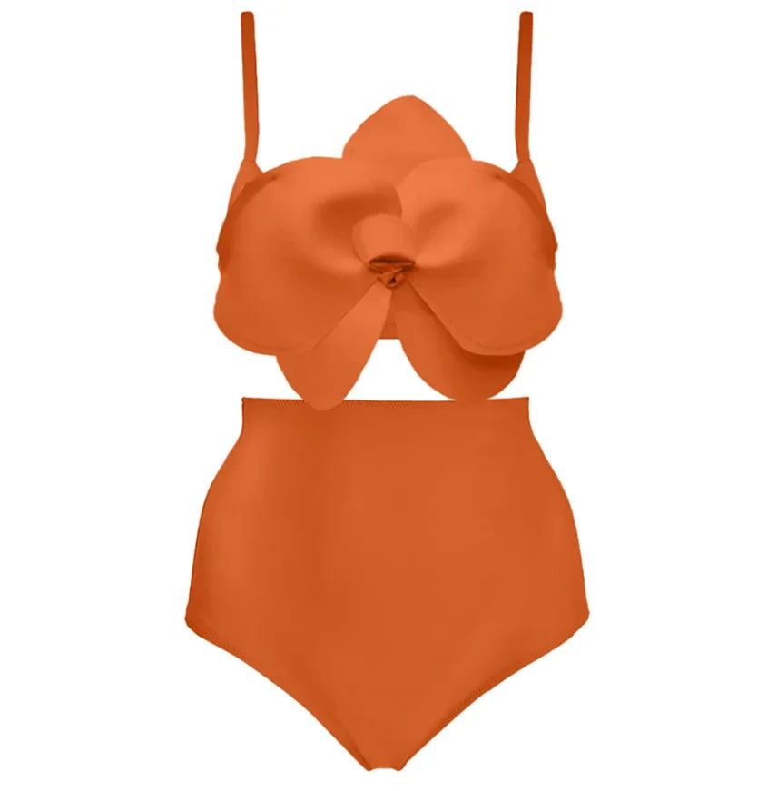 White Floral Female Bikini One Piece High Waistline Swimsuit Tight Fitting Backless Swimwear 2024 Women Stylish top 14