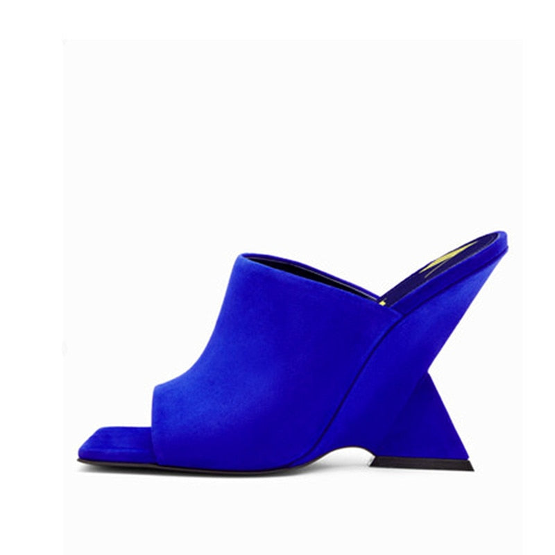 Women's New Summer High-heeled Diagonal Heeled Square Sandals, Fashionable Thick Heeled Slope Heel Large black