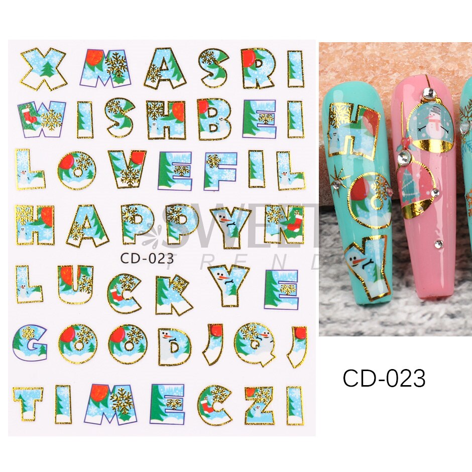 Snow Bird Winter Autumn Nail Art Stickers Maple Leaf Cotton Flower Fall Design Line Adhesive Sliders Manicure Decoration JINO-48 CD-023