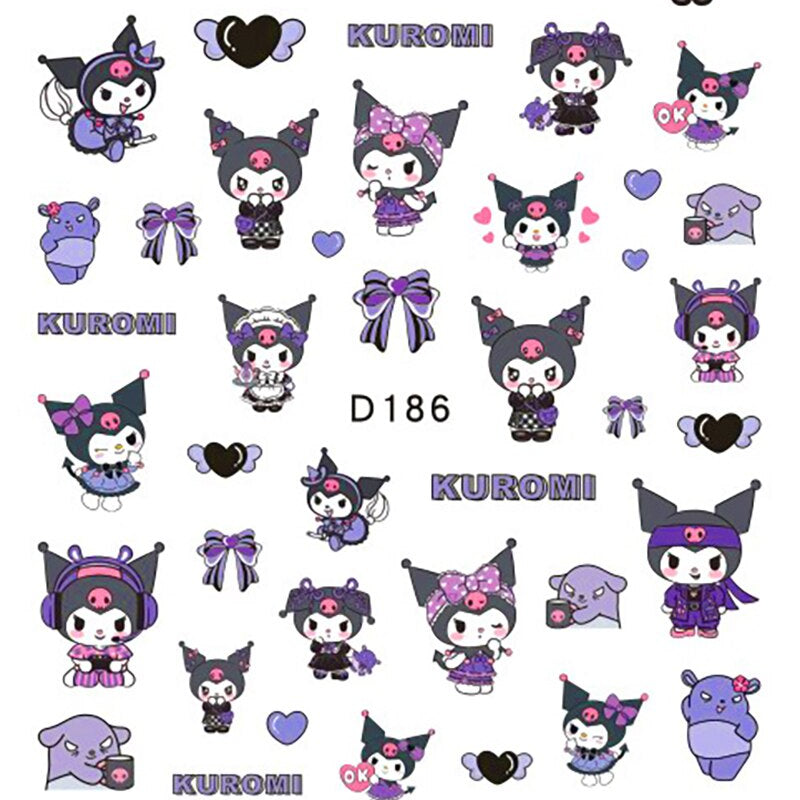 Sanrio 3D Stickers For Nails Nail Art Supplies Cartoon Hello Kitty Cinnamoroll Nail Stickers Nail Decoration Anime Nail Decals D186