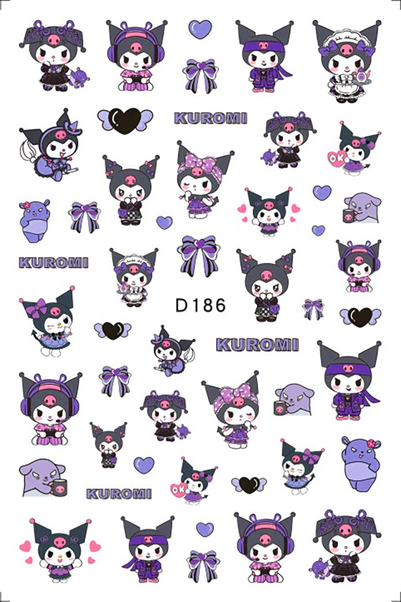 Sanrio 3D Stickers For Nails Nail Art Supplies Cartoon Hello Kitty Cinnamoroll Nail Stickers Nail Decoration Anime Nail Decals D186