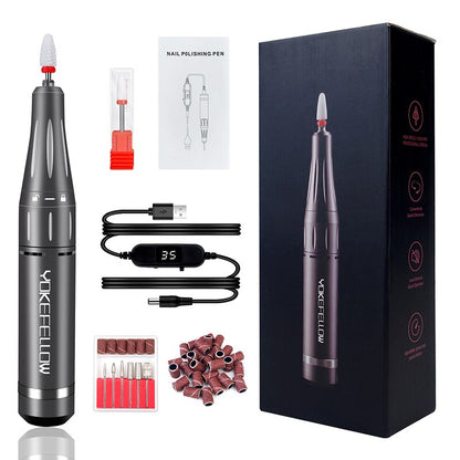 YOKEFELLOW Kit de perceuse à ongles professionnelle 35000 tr/min lime à ongles électrique Portable Rechargeable pour manucure ongles en Gel acrylique 