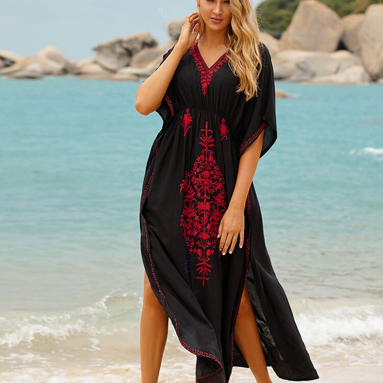 Plus Size Kaftan Beach Tunic Women Summer Beachwear Swimsuit Cover Up 854