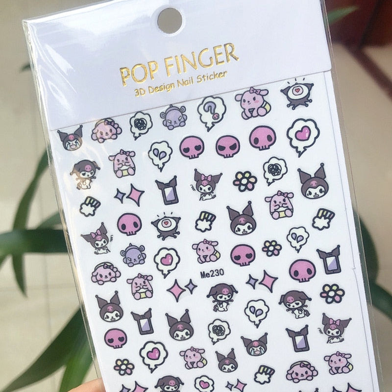 Sanrio 3D Stickers For Nails Nail Art Supplies Cartoon Hello Kitty Cinnamoroll Nail Stickers Nail Decoration Anime Nail Decals Me230
