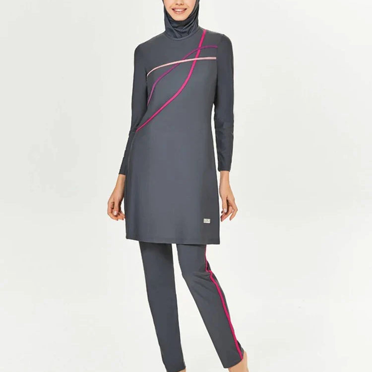 Muslim Modest Swimwear Hijab Swimsuit Women Long Sleeve Swimming Suit Islamic Cover Ups Burkini Hijabs For Woman Swim Bathing SW022-C