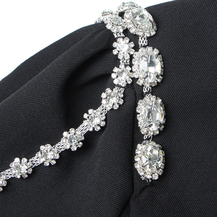 Slimming Solid Blazers For Women Lapel Long Sleeve Patchwork Diamond Temperament Blazer Female Fashion Clothing New